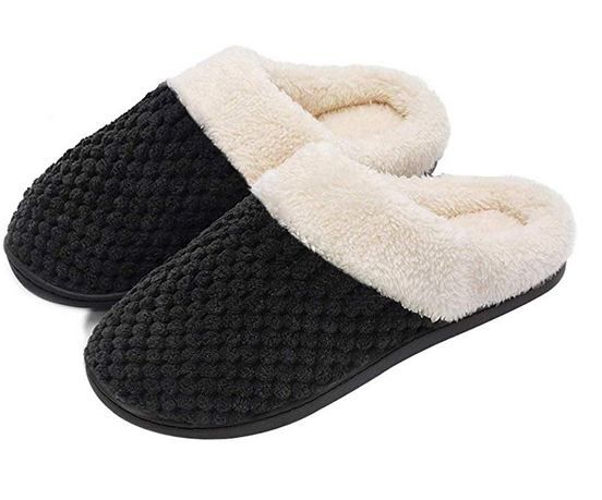 EUXTERPA Women's Fluffy Cozy Memory Foam Slippers Ladies Cloud Sliders Faux Warm Fur House Shoes Lining Scuff Slip Non-Slip Outsole